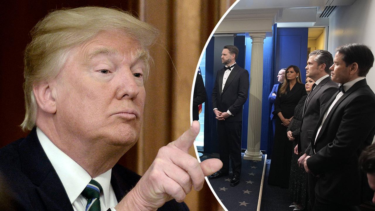 Composite photo of Donald Trump and White House staffers.