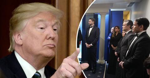Composite photo of Donald Trump and White House staffers.