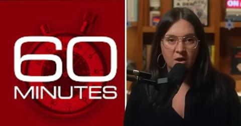 Split photo of '60 Minutes' logo & Bari Weiss