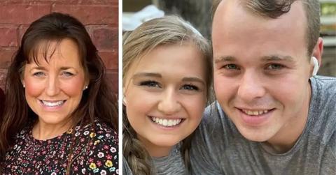 split photo of michelle duggar and kendra duggar with husband joseph duggar
