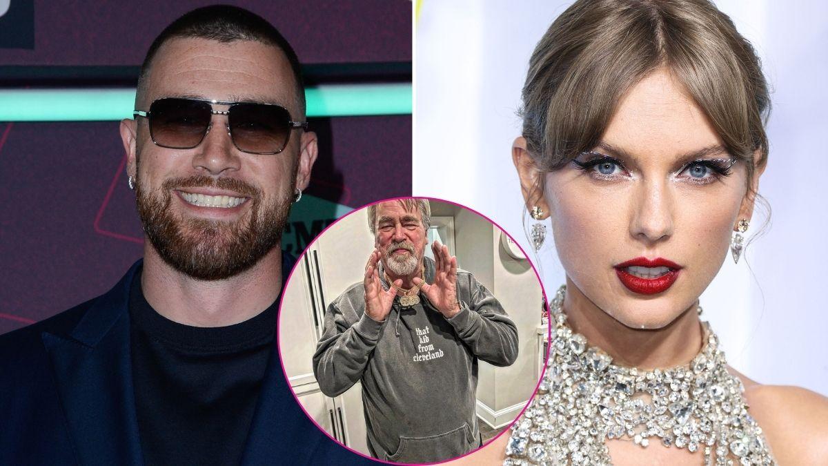 Split photos of Travis Kelce, Taylor Swift & Ed Kelce