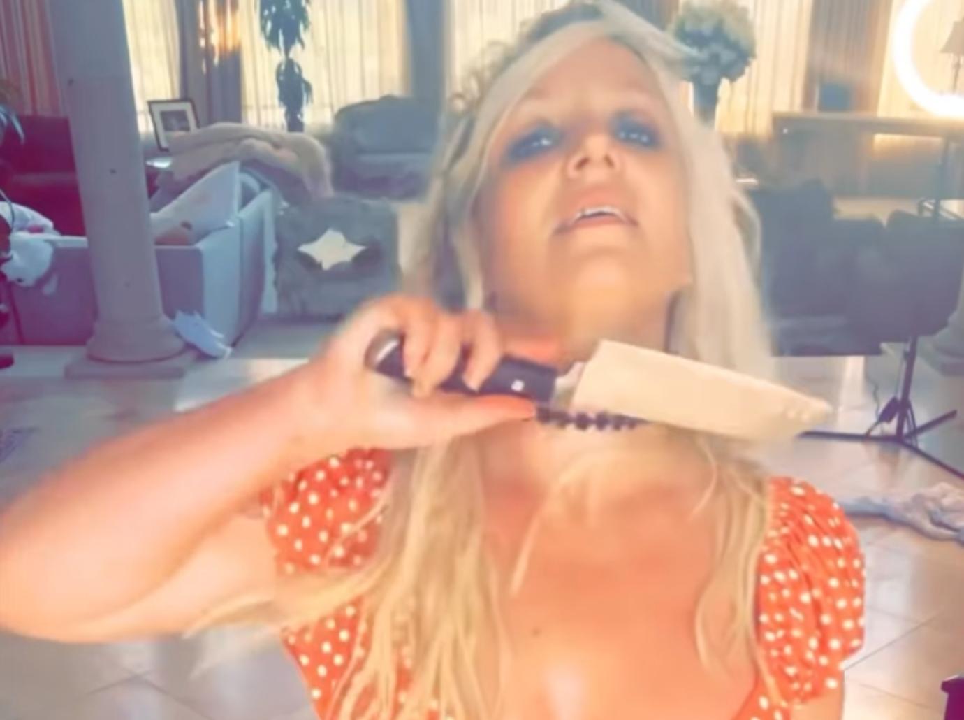 britney spears shades haters posts knife dancing video