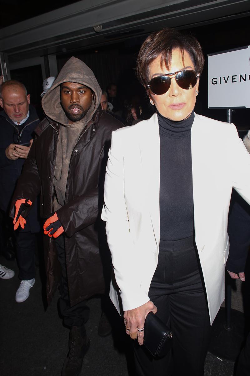 Kanye West, Chris Brown and Kris Jenner sighted at the Givenchy show Paris Fashion Week