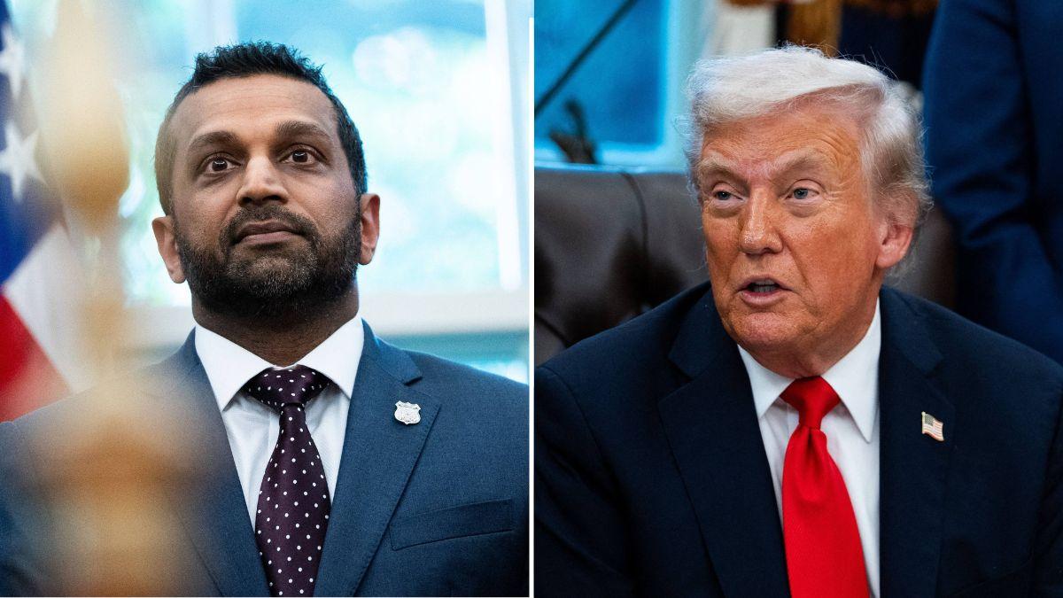 split image of Kash Patel and Donald Trump