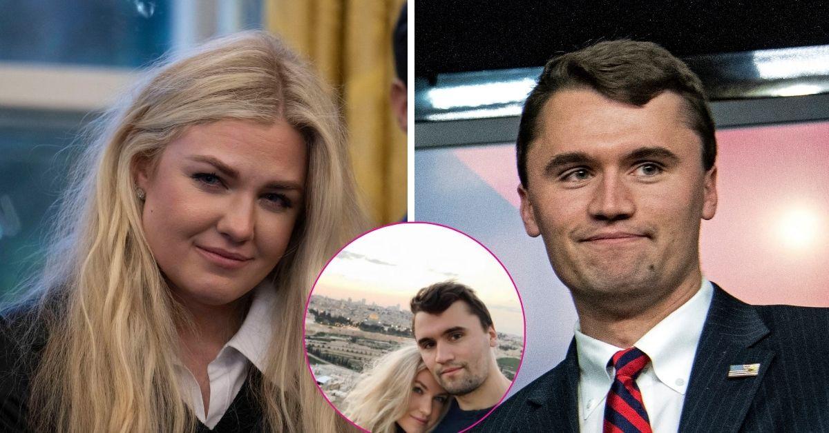 split photo of Erika & Charlie Kirk