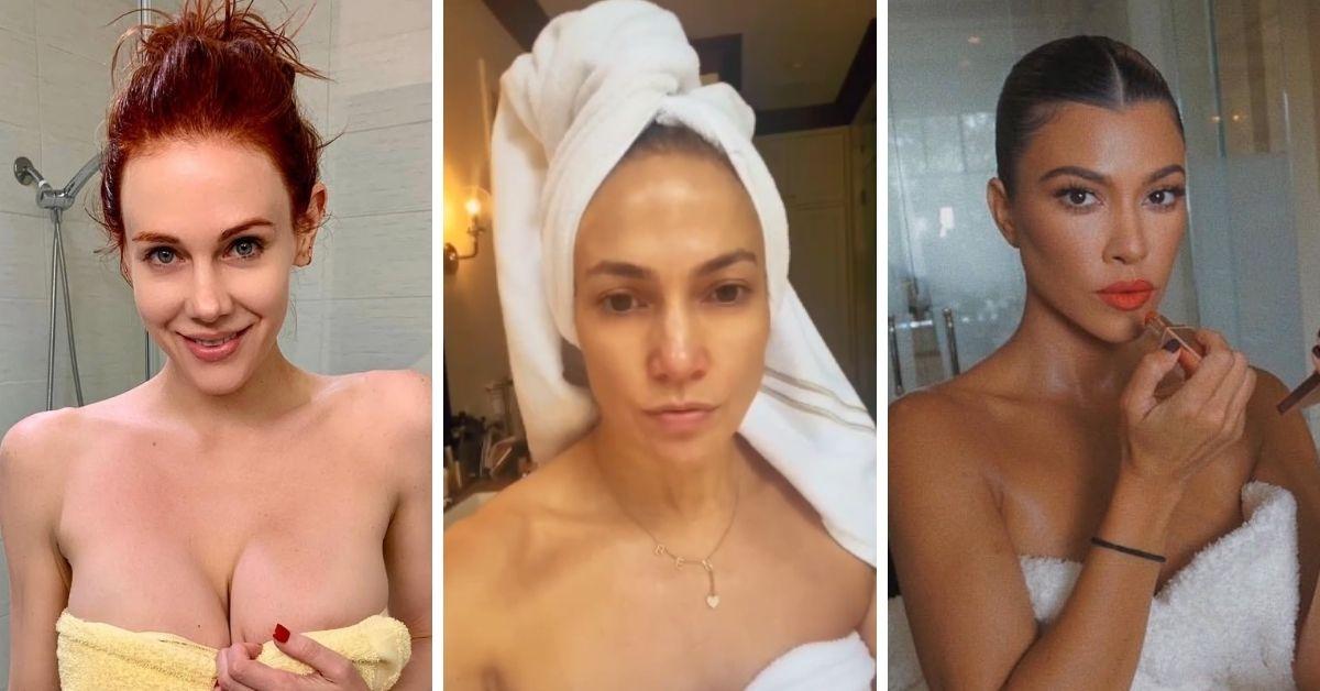 celebrities wearing nothing but towels photos