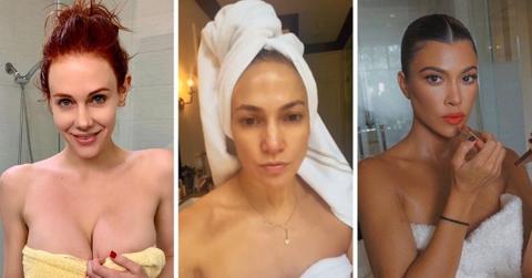 celebrities wearing nothing but towels photos