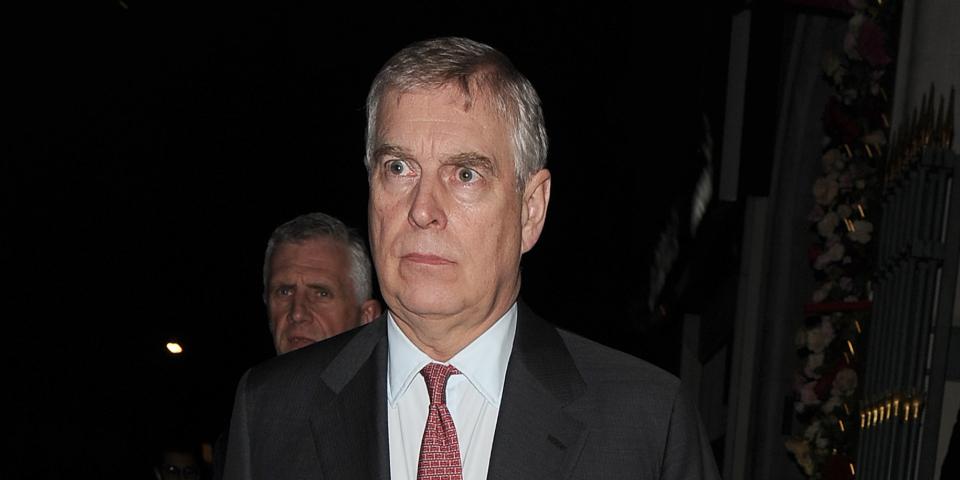 Prince Andrew leaves Park Chinois restaurant in Mayfair