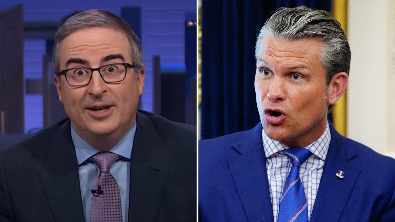 Photo of John Oliver and Pete Hegseth.