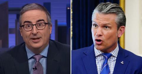 Photo of John Oliver and Pete Hegseth.