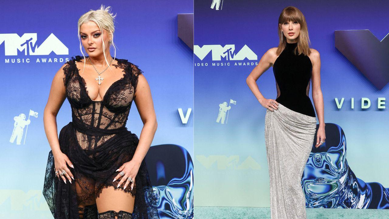 Split Image of Bebe Rexha and Taylor Swift