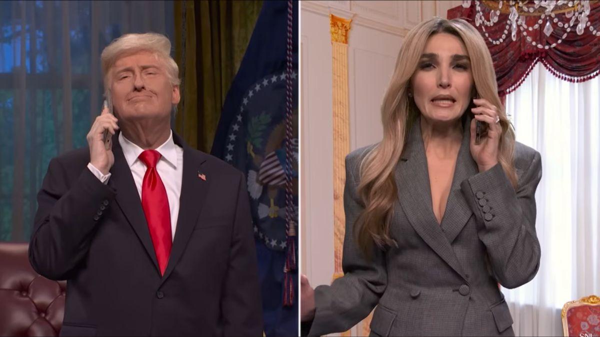 Image of Chloe Fineman portrayed Melania in a sketch questioning the timing of her statement.