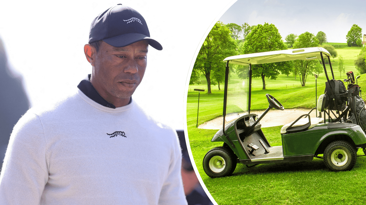 can tiger woods still drive golf cart after losing his license