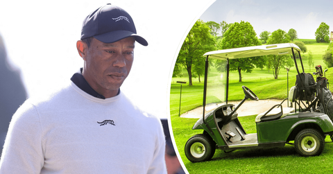 can tiger woods still drive golf cart after losing his license