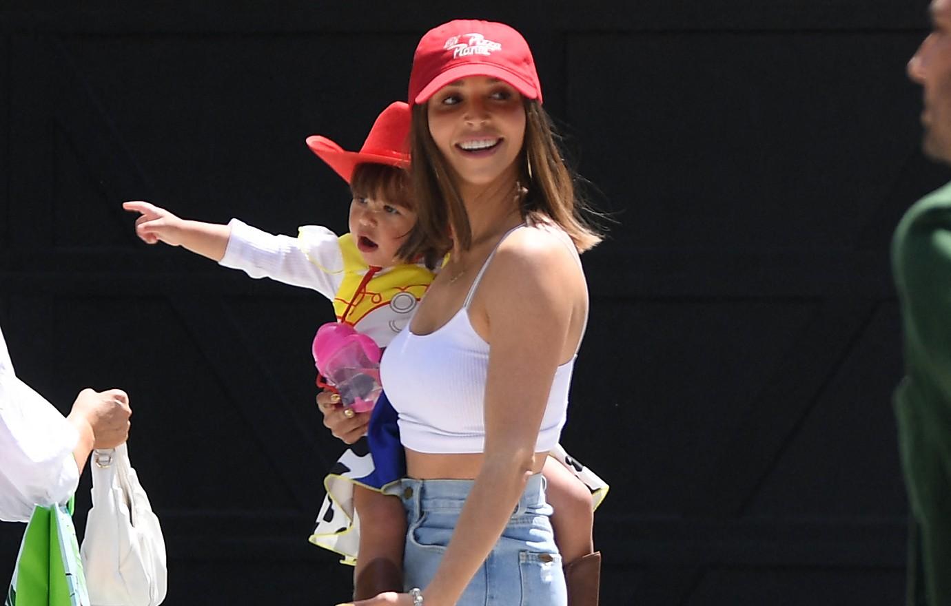 Ariana Madix and Scheana Shay match in baseball jerseys at Padres