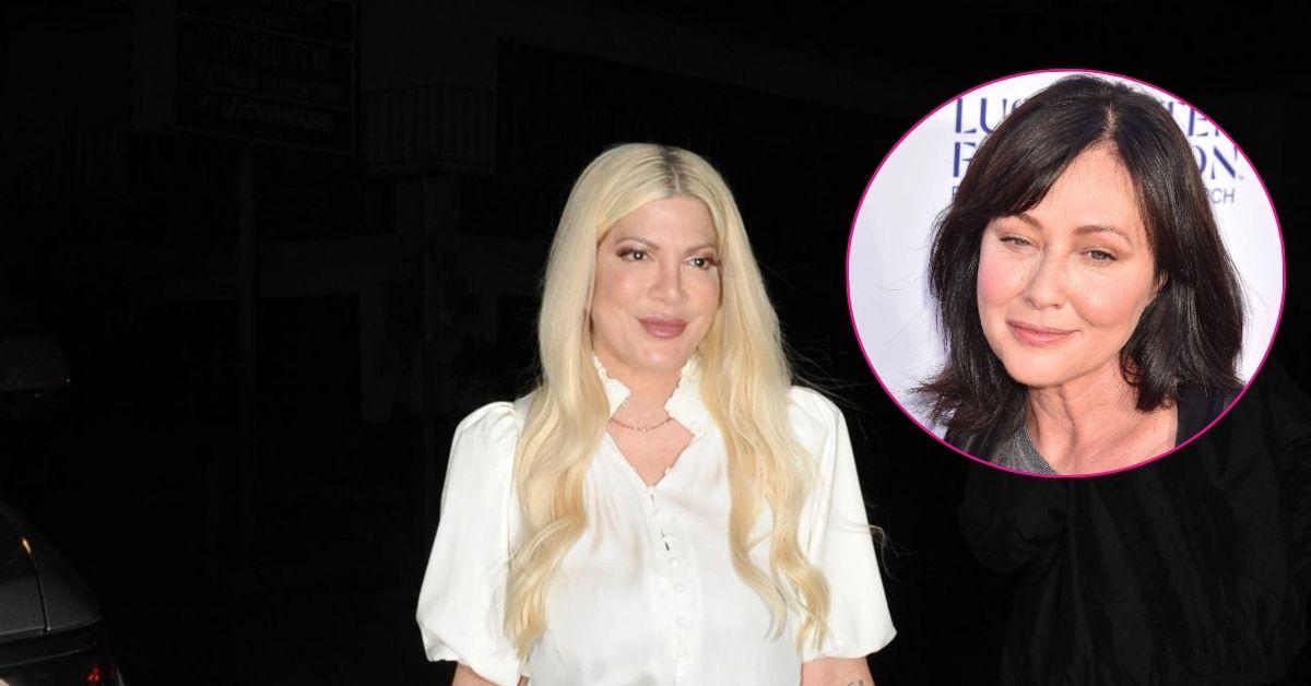 Composite photo of Tori Spelling and Shannen Doherty
