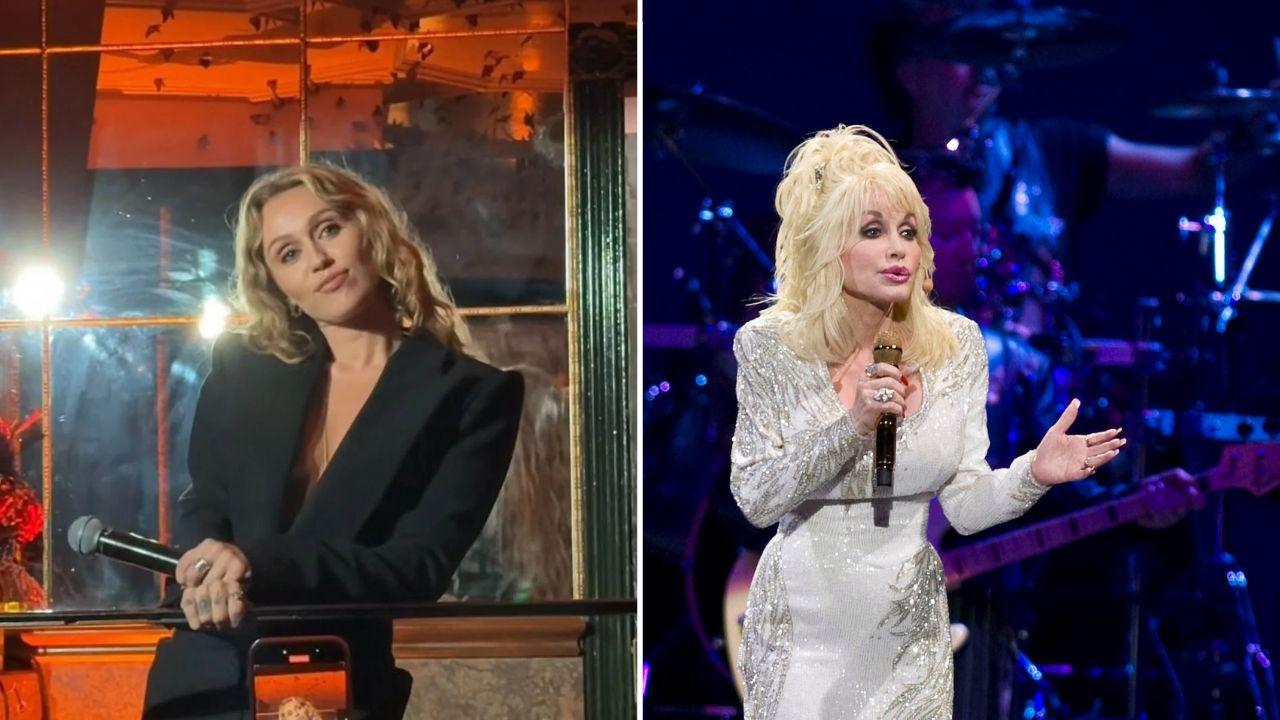 image of Miley Cyrus and Dolly Parton.