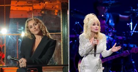 image of Miley Cyrus and Dolly Parton.