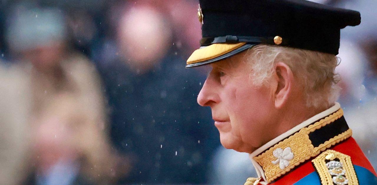 king charles seemed distracted trooping the colour queen camilla stoic