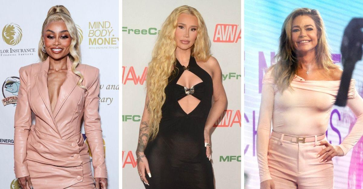 Photos of Angela White (formerly Blac Chyna), Iggy Azalea, and Denise Richards.