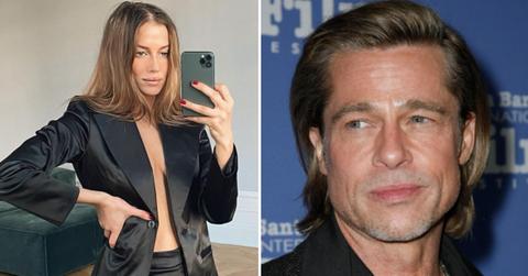 brad pitt ex girlfriend flaunts stomach postpic