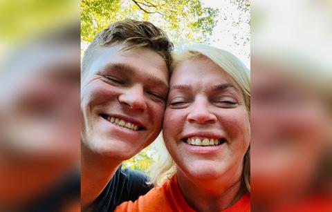 anelle brown basks in mother son time with hunter