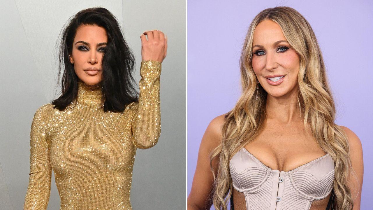 image of Kim Kardashian admitted to Nikki Glaser she's 'really, really happy' while discussing her love life.