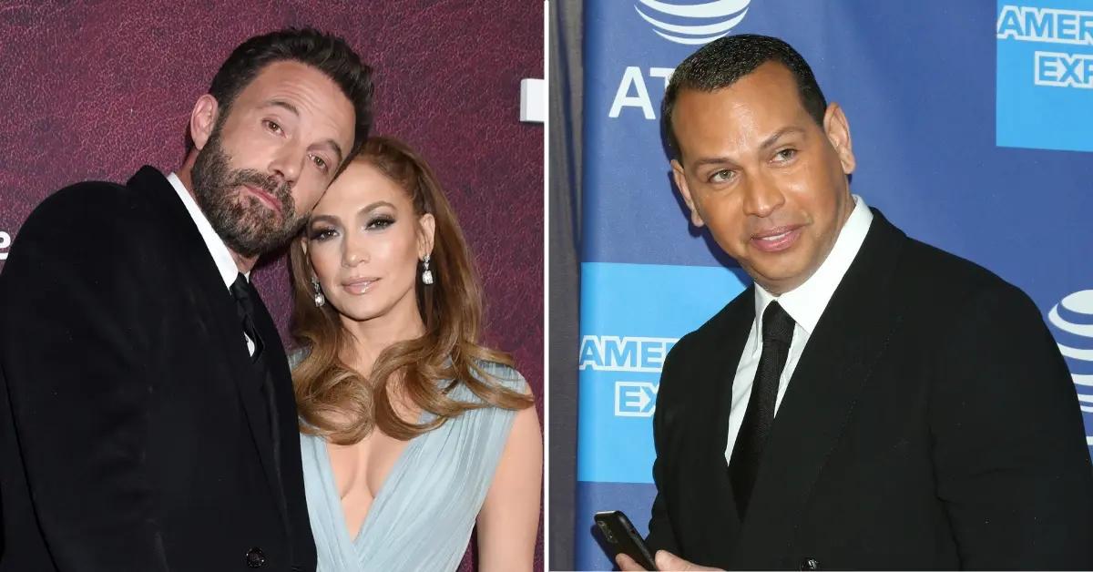 Photo of Ben Affleck with Jennifer Lopez and a picture of Alex Rodriguez