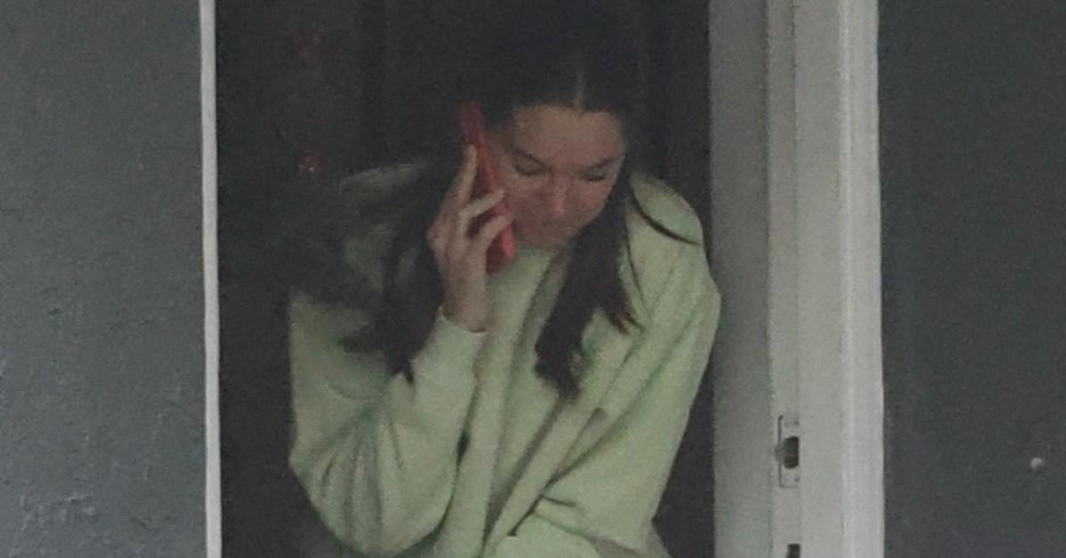 ally lewber seen taking a call after james kennedy arrest