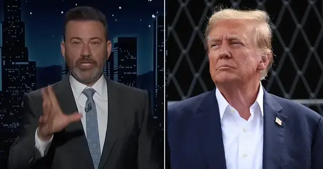 Split photo of Jimmy Kimmel and Donald Trump