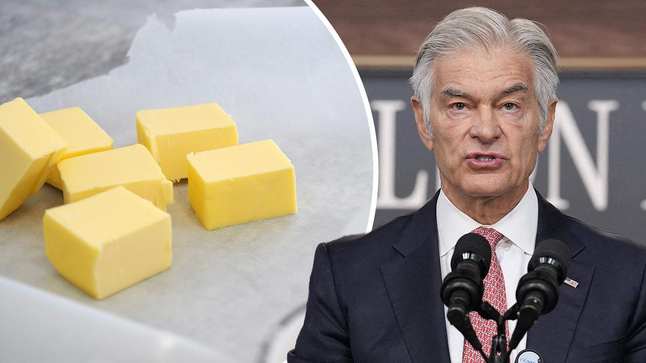 Composite photo of butter and Dr. Mehmet Oz.