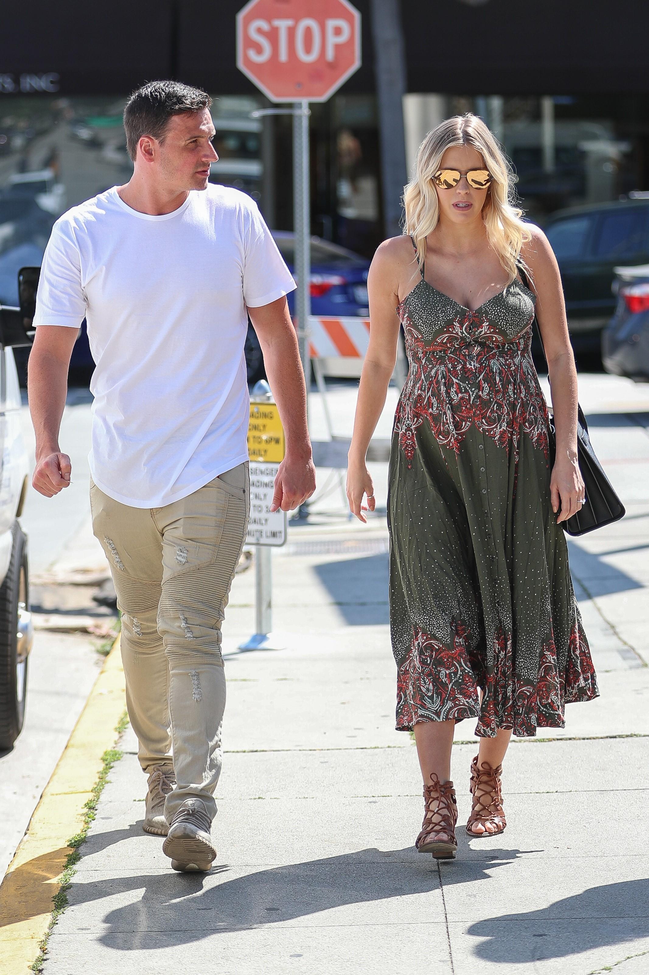 Ryan Lochte and pregnant Kayla Rae Reid leave Gracias Madres after lunch