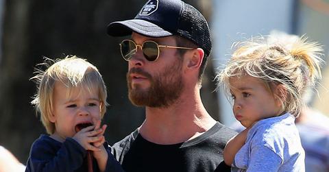 EXCLUSIVE: *NO MAIL ONLINE* Actor Chris Hemsworth and wife Elsa Pataky take their children to the local markets in Australia