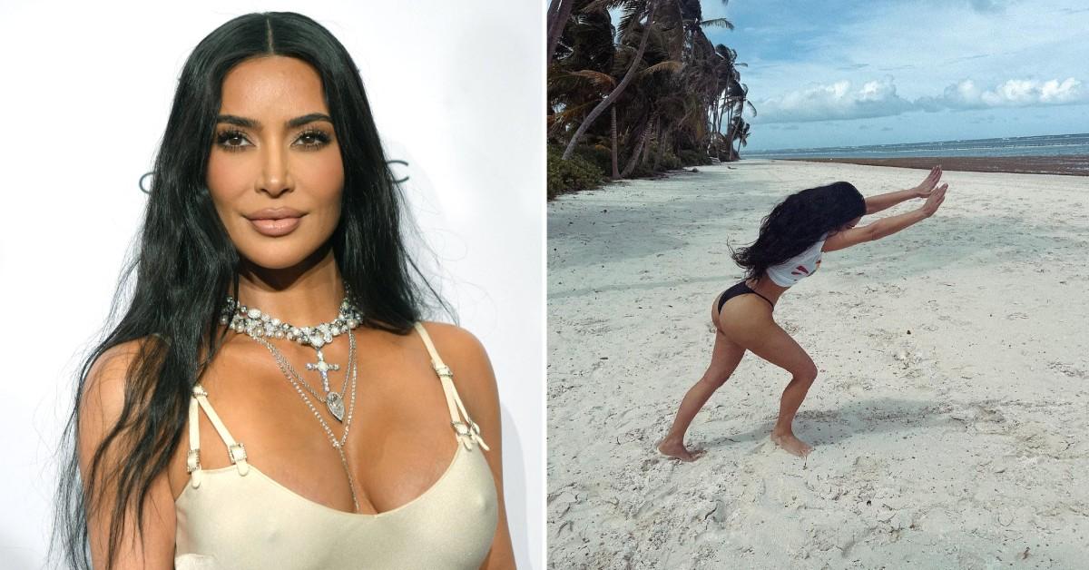 Kim Kardashian Flaunts Her Butt In Thong Bikini: Photos