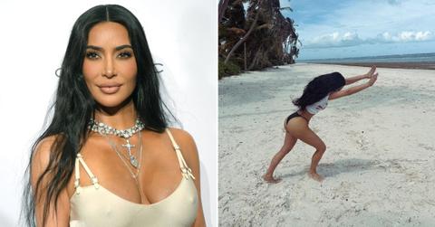 kim kardashian gymnastic skills thong bikini photos