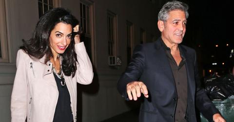 EXCLUSIVE: Amal Clooney and George Clooney have a 3 hour dinner with Julia Roberts (not pictured) at Claudette in New York City, NY