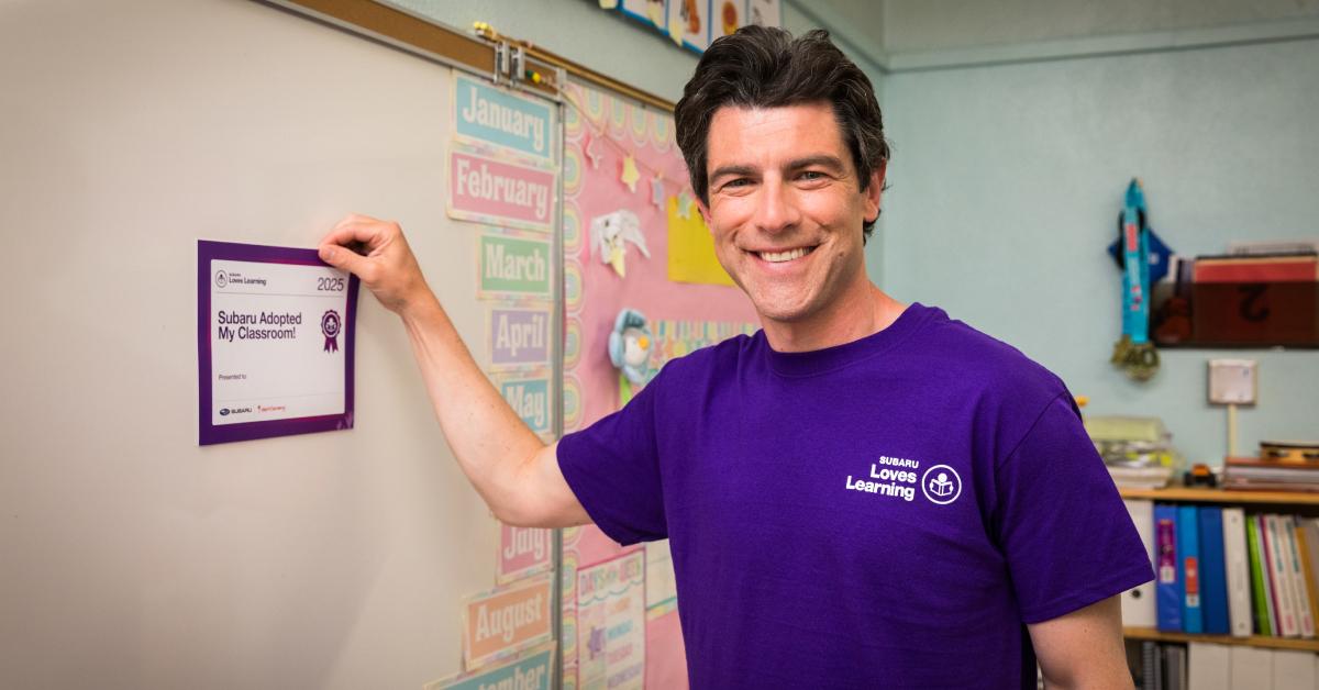 Image of Max Greenfield has 'visited schools across the country' as part of his efforts to give back to education.