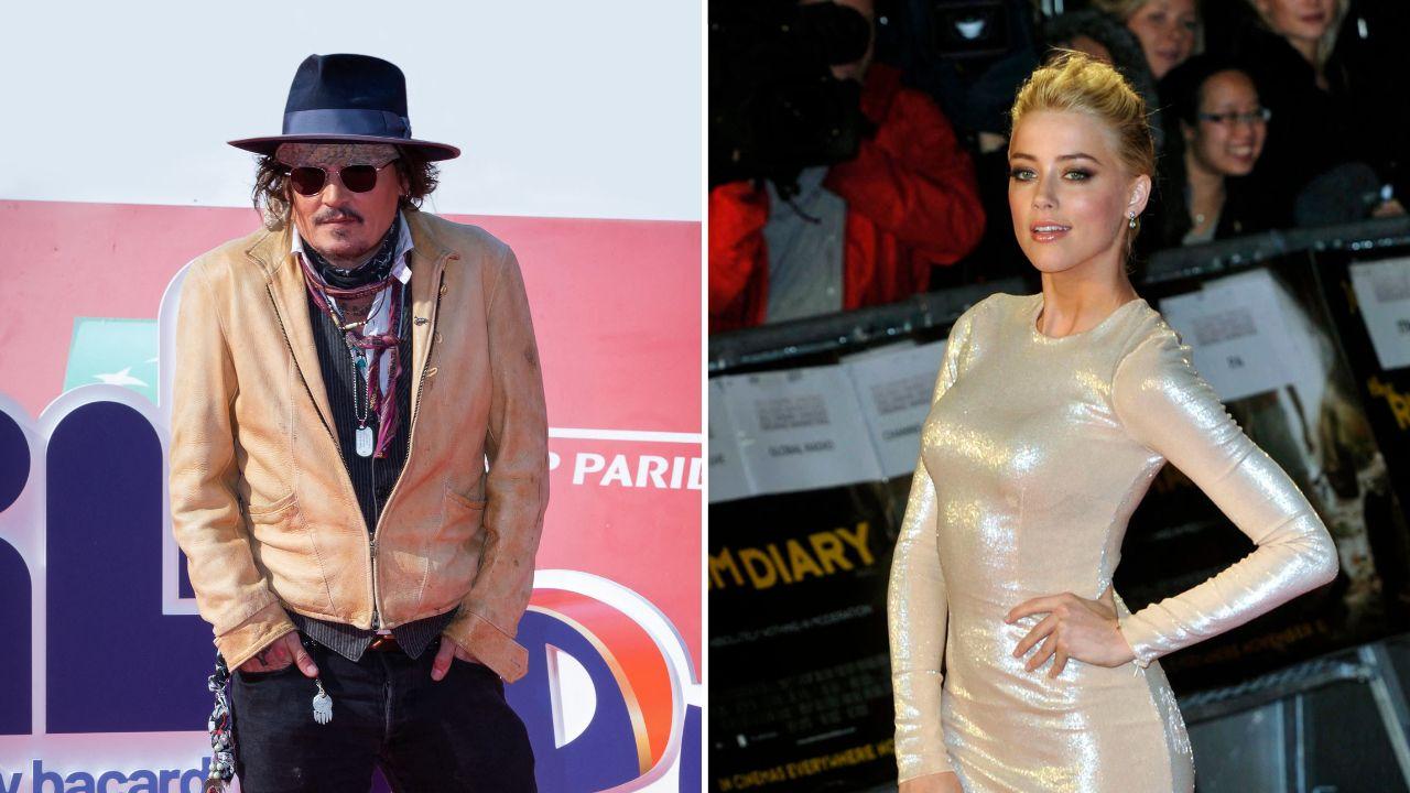 Split photo of Johnny Depp and Amber Heard.