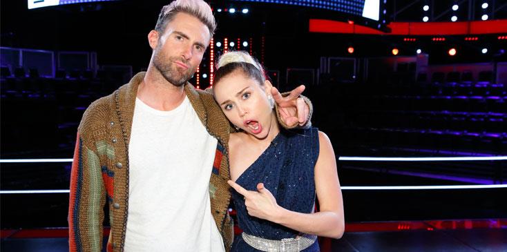 miley cyrus adam levine fighting the voice