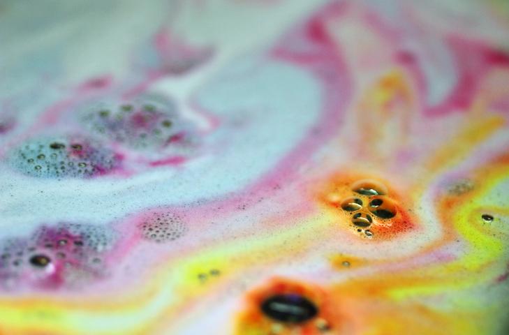 bubbles created by a bath bomb