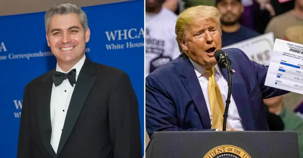 Split photos of Jim Acosta and Donald Trump