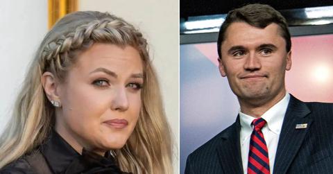 split photo of erika kirk and charlie kirk