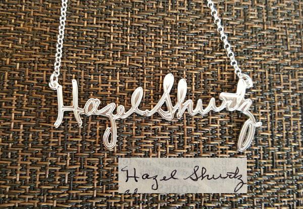 Hazel signature handwritten necklace copy