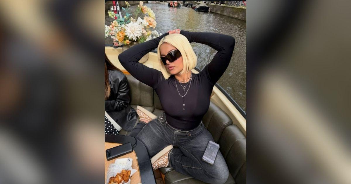 image of The 'Say My Name' singer wore a sheer black outfit in photos.