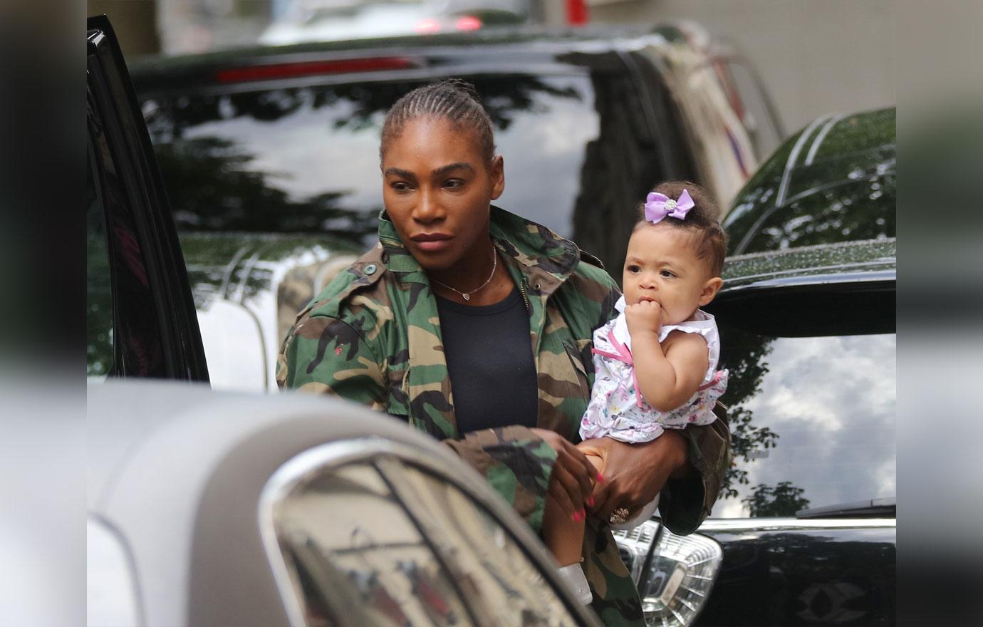 EXCLUSIVE: Serena Williams with Alexis and Olympia out shopping in Paris