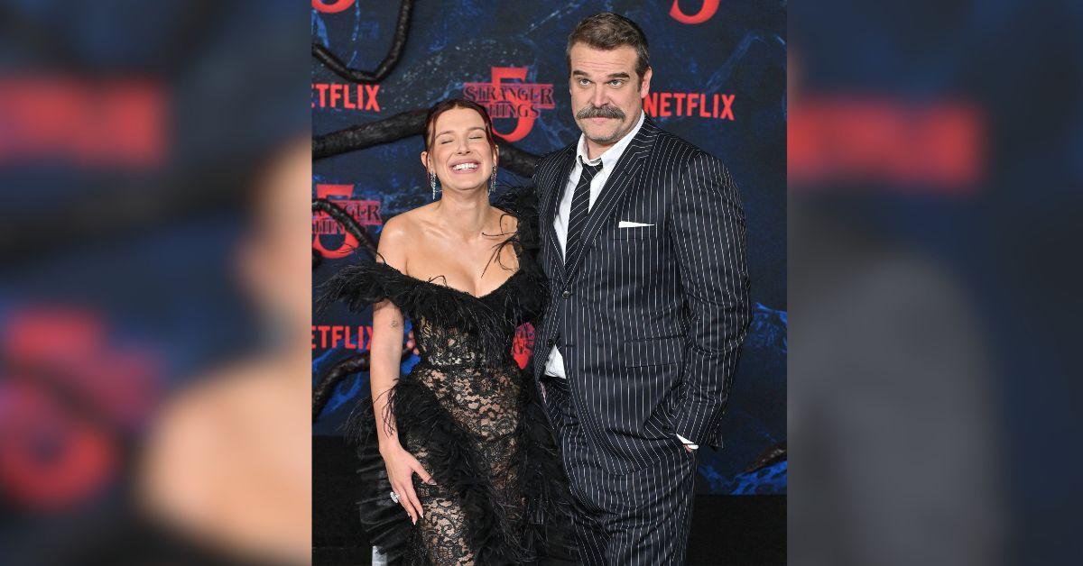 image of Milly Bobby Brown couldn't stop giggling during her reunion with David Harbour.