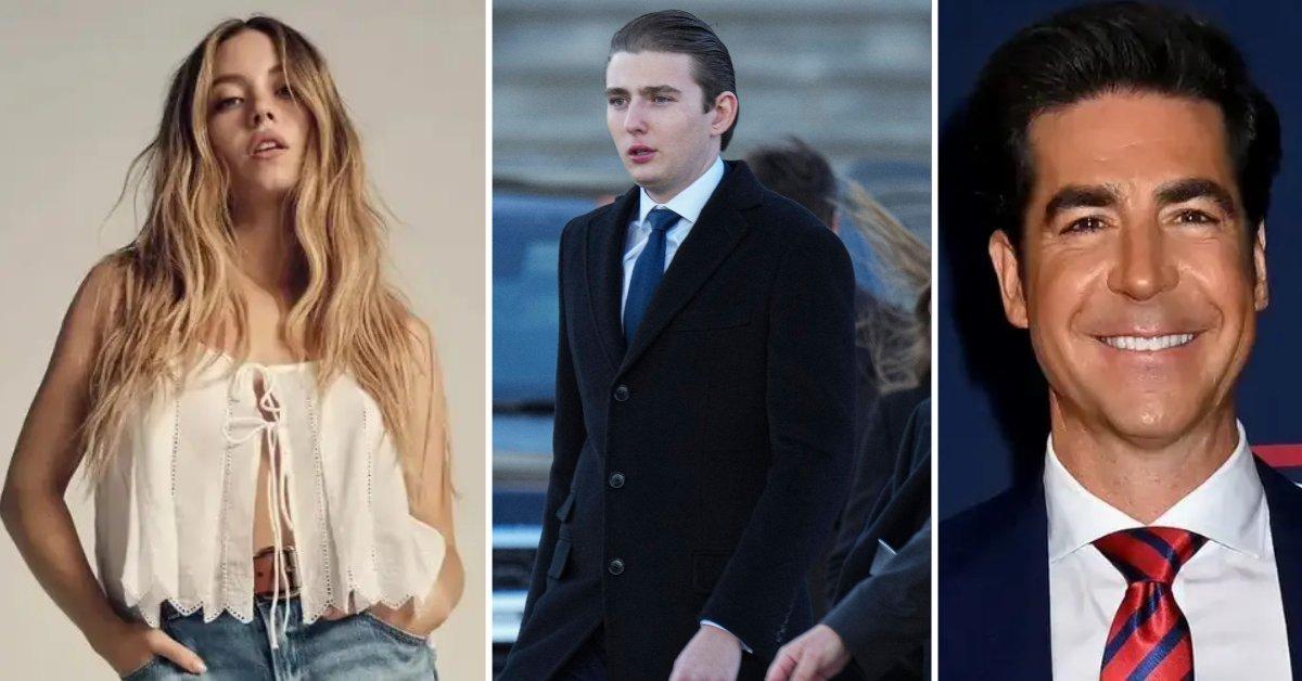 Composite photo of Sydney Sweeney, Barron Trump and Jesse Watters