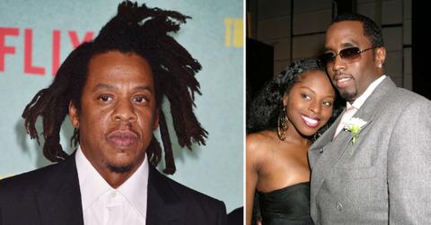 Photo of Jay-Z; picture of Foxy Brown and Sean 'Diddy' Combs.