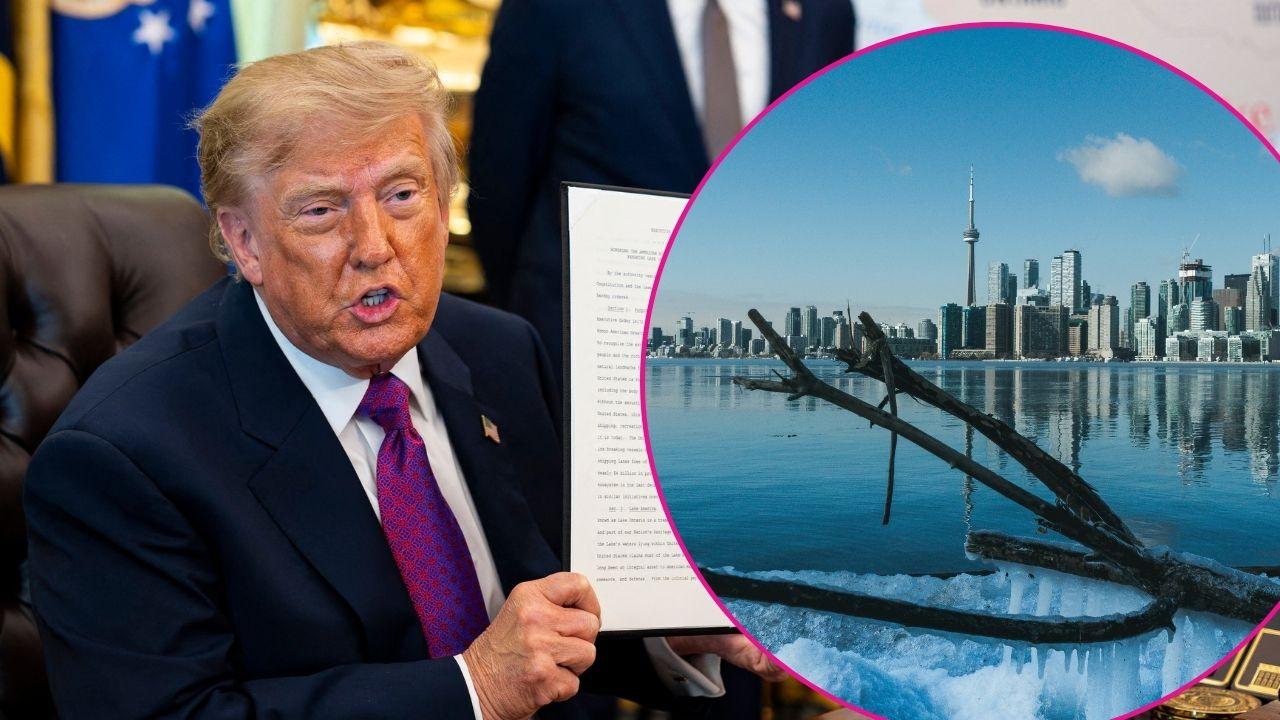 Composite photo of Donald Trump and Lake Ontario.