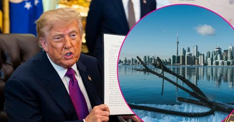 Composite photo of Donald Trump and Lake Ontario.